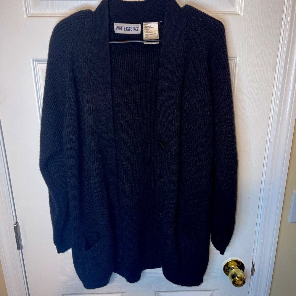 White Stag Womans Black Cardigan Medium 100% Acrylic